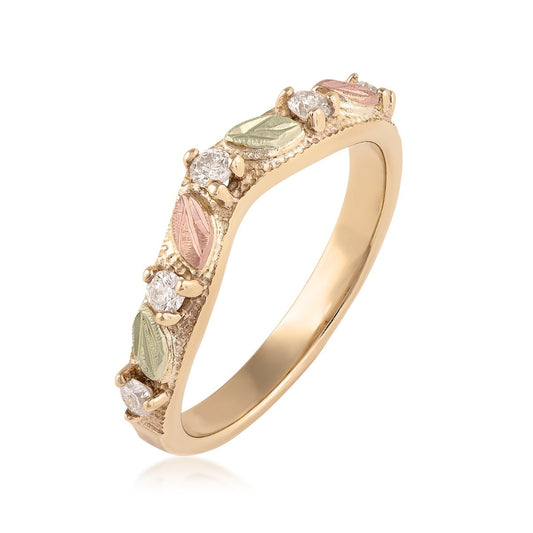 10K yellow gold 1/5 ct. tw. round 5-stone diamond contour wedding ring by Landstrom's Black Hills Gold