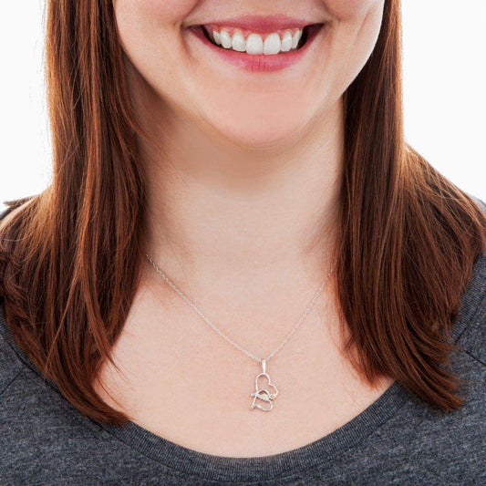 Sterling silver diamond cut double heart and leaf pendant by Mt. Rushmore Black Hills Gold