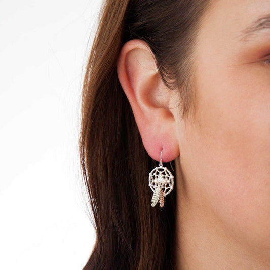Sterling silver dreamcatcher dangle earrings by Mt. Rushmore Black Hills Gold