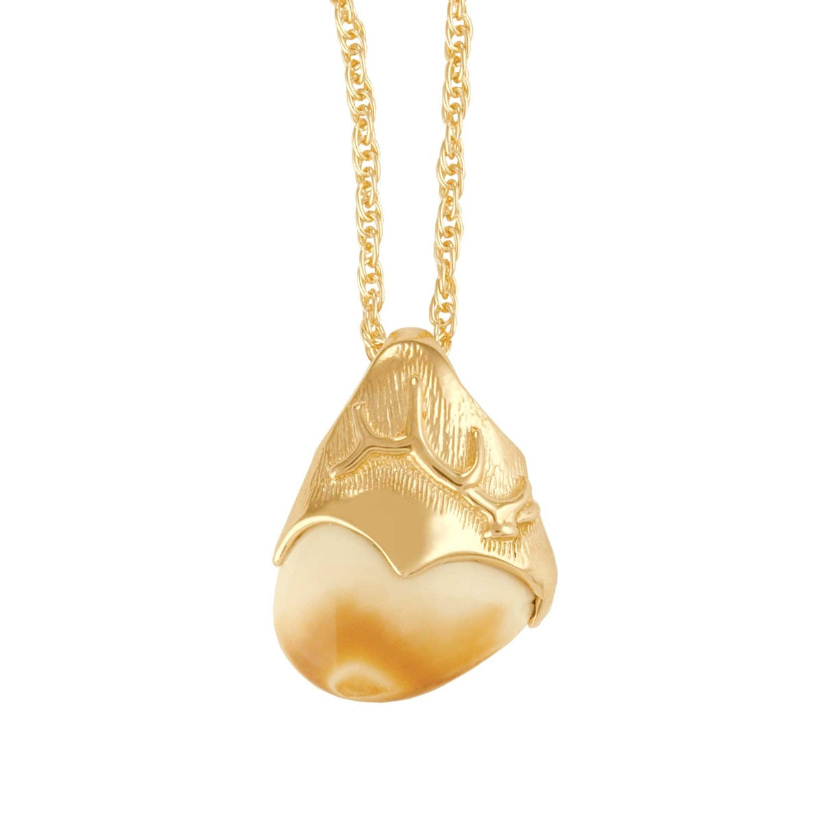 14K yellow gold women's elk ivory necklace, Cheyenne design