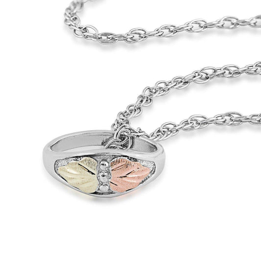Sterling silver children's double leaf baby ring pendant by Mt. Rushmore Black Hills Gold