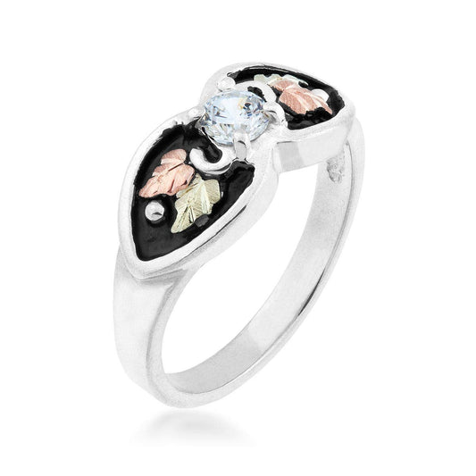 Sterling silver round cubic zirconia antiqued ring by Mt. Rushmore Black Hills Gold