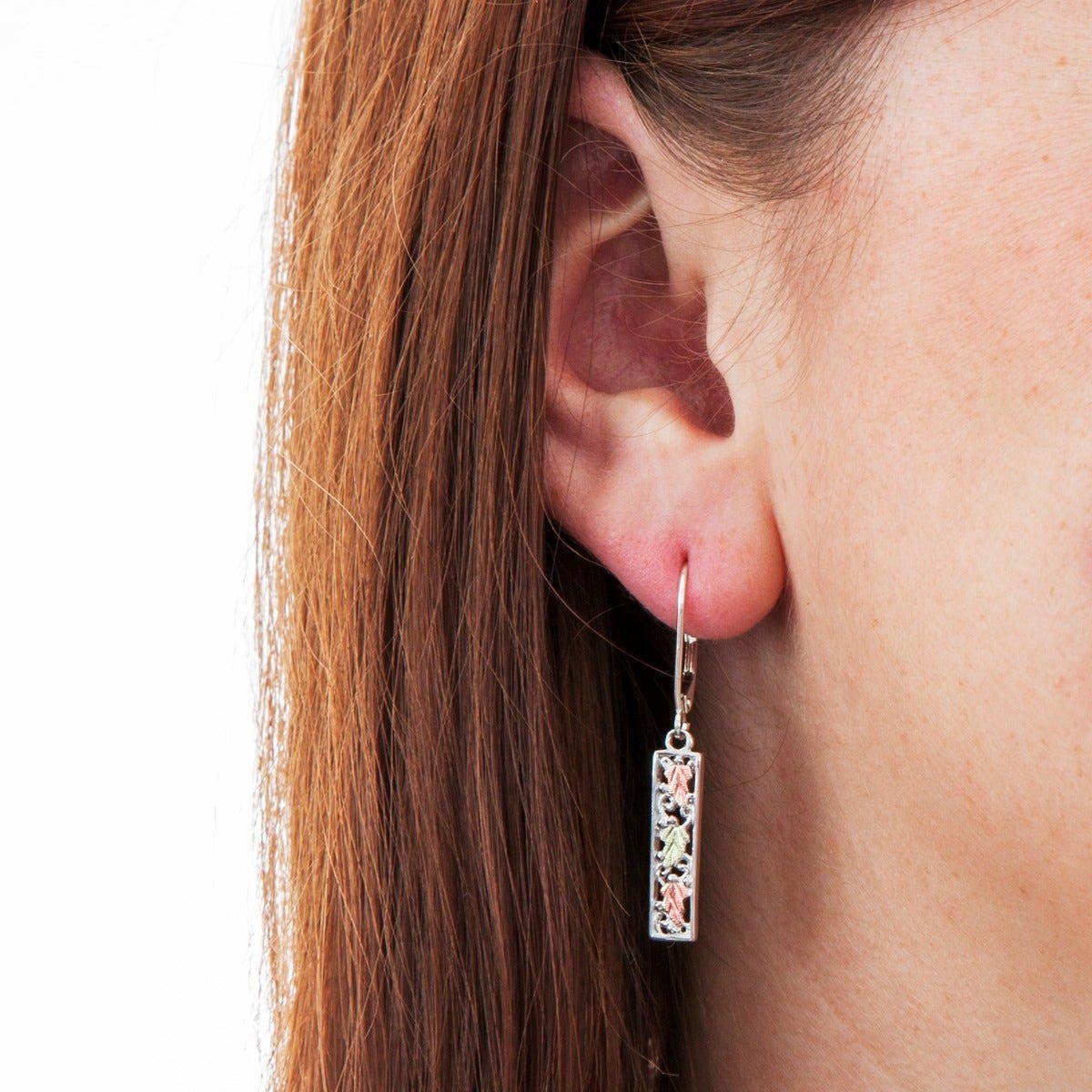 Sterling silver cut-out bar dangle earrings by Mt. Rushmore Black Hills Gold