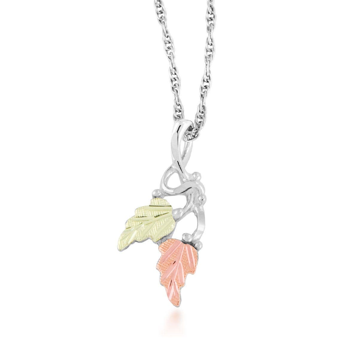 Sterling silver grapevine and hanging leaf pendant by Mt. Rushmore Black Hills Gold
