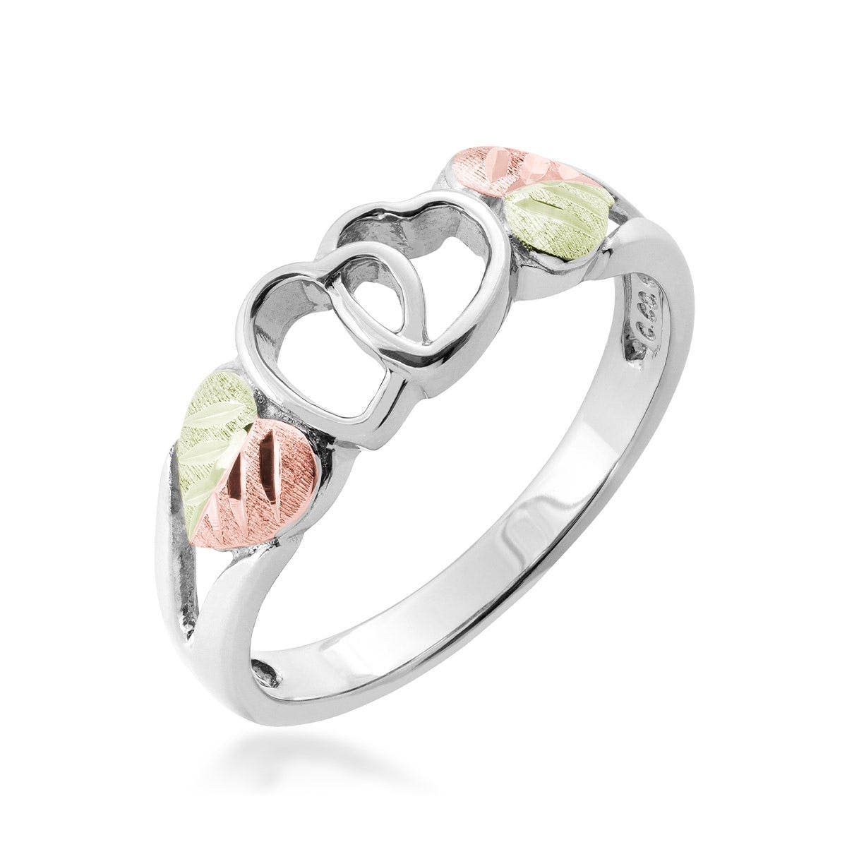 Sterling silver linked double heart ring by Mt. Rushmore Black Hills Gold
