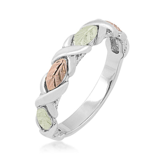 Sterling silver four leaf woven wedding ring by Mt. Rushmore Black Hills Gold