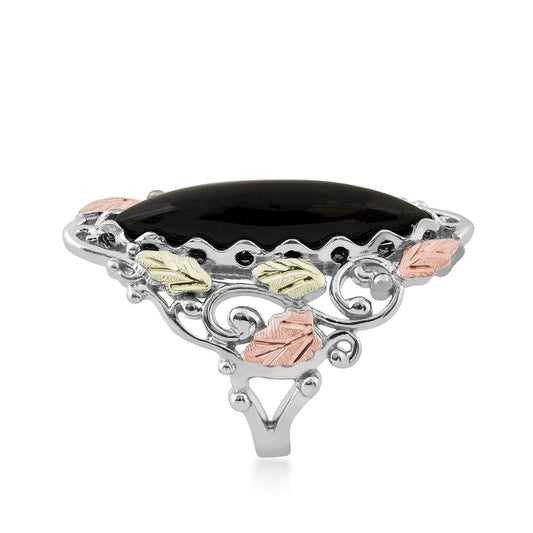 Sterling silver marquise onyx ring by Mt. Rushmore Black Hills Gold