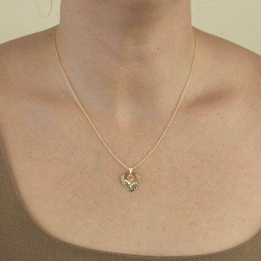 10K yellow gold rose in scalloped heart pendant by Mt. Rushmore Black Hills Gold