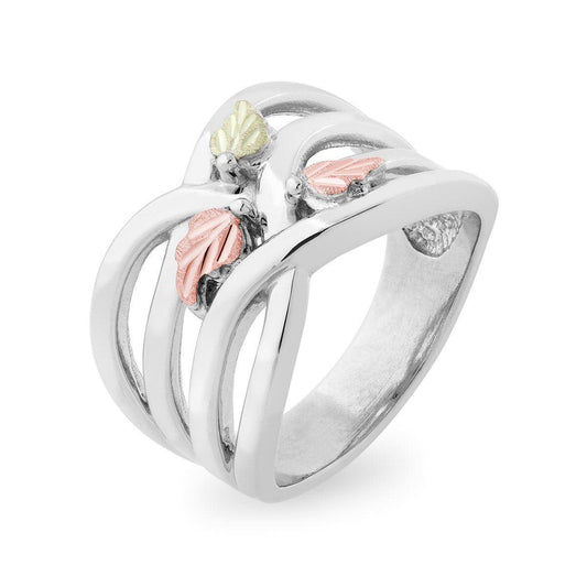 Sterling silver three leaf crossover ring by Mt. Rushmore Black Hills Gold