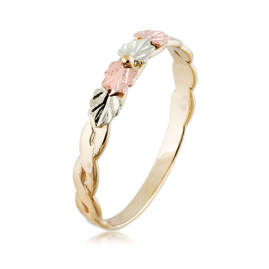 10K yellow gold four leaf center bead wedding ring by Mt. Rushmore Black Hills Gold