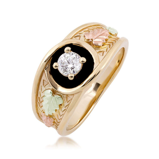 10K yellow gold noventa and Black Hills Gold men's 1/2 ct. tw. round diamond ring