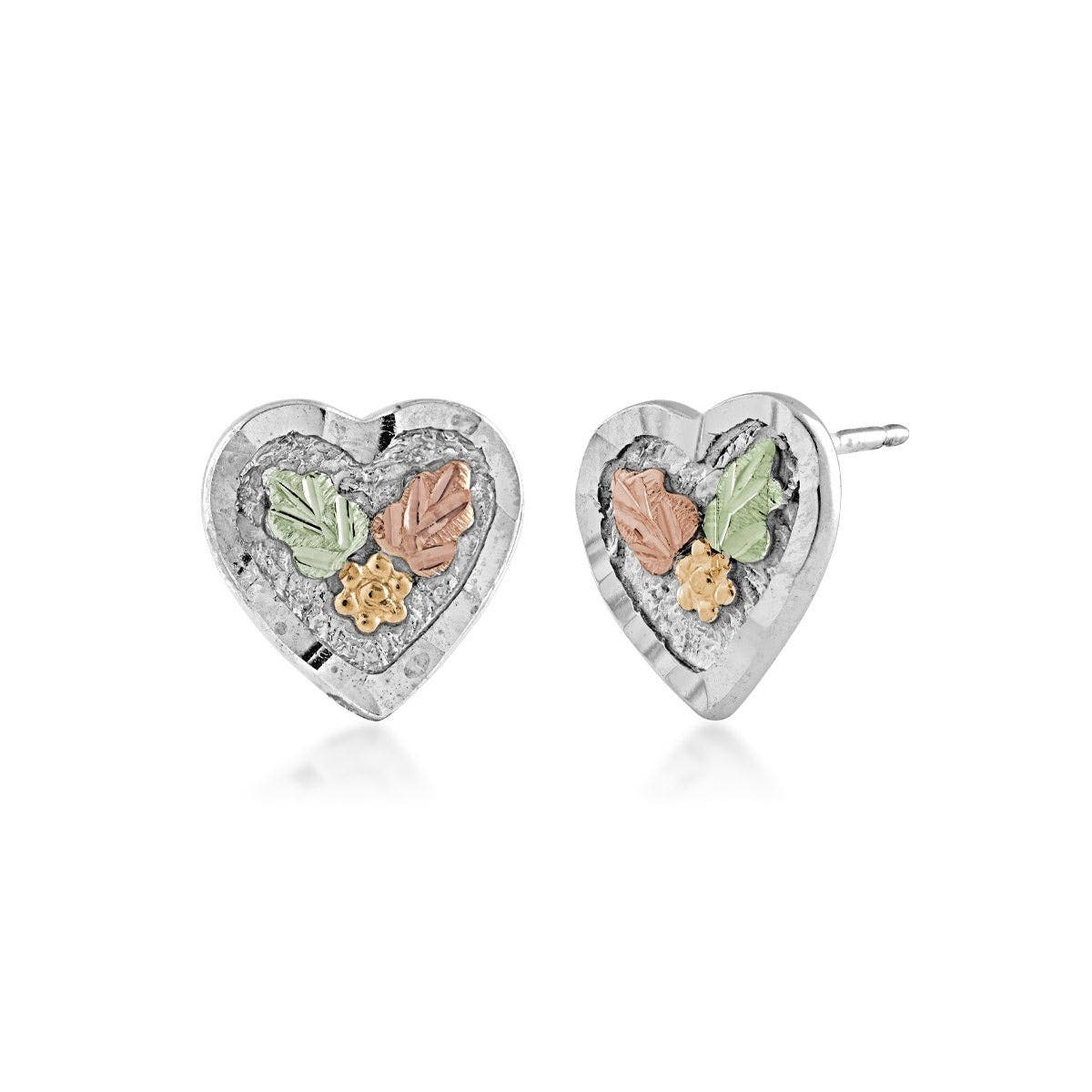 Sterling silver textured heart earrings by Mt. Rushmore Black Hills Gold