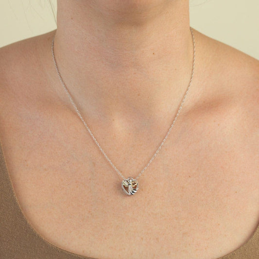 Sterling silver pink and green leaf winged angel heart pendant by Mt. Rushmore Black Hills Gold