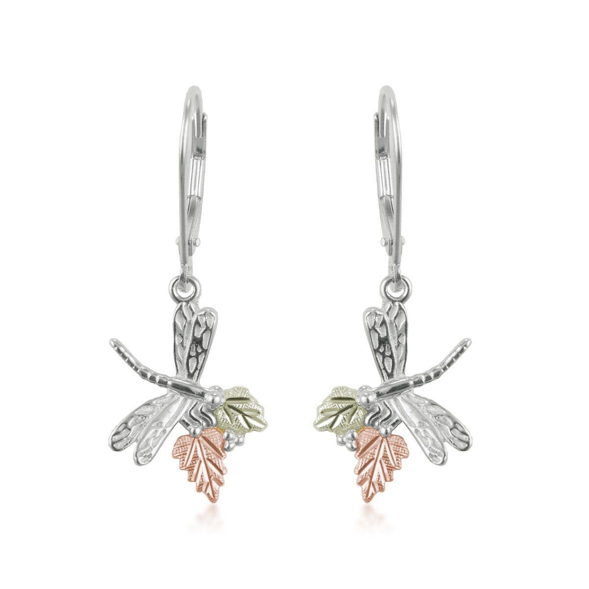 Sterling silver dragonfly dangle earrings by Mt. Rushmore Black Hills Gold