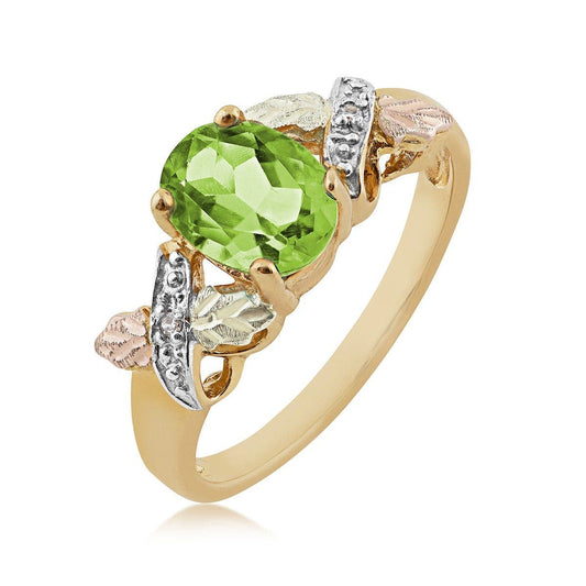 10K yellow gold oval peridot and diamond accent ring by Mt. Rushmore Black Hills Gold