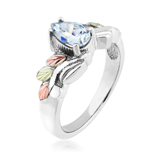 Sterling silver pear cubic zirconia ring by Mt. Rushmore Black Hills Gold