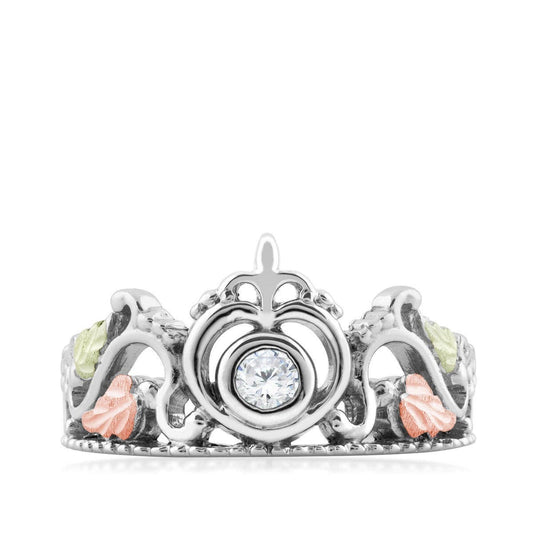 Sterling silver round white cubic zirconia tiara ring by Mt. Rushmore Black Hills Gold