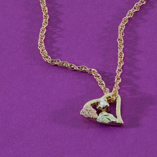 10K yellow gold diamond accent double leaf heart pendant by Mt. Rushmore Black Hills Gold