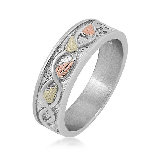 Sterling silver twisted vine and leaf wedding ring by Mt. Rushmore Black Hills Gold