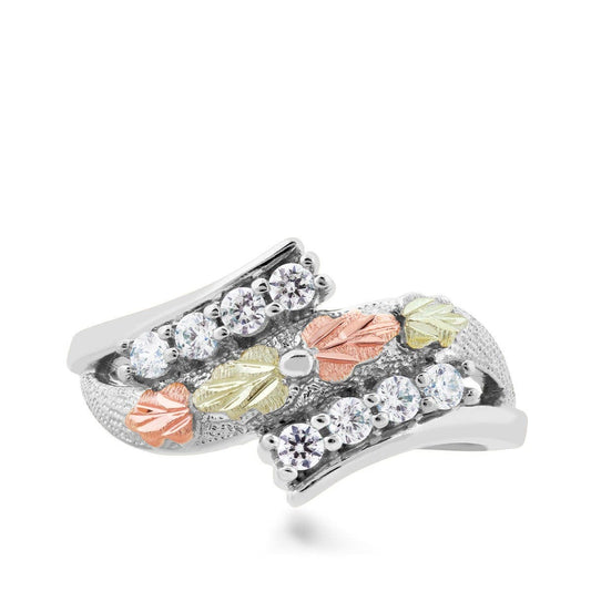Sterling silver cubic zirconia bypass ring by Mt. Rushmore Black Hills Gold