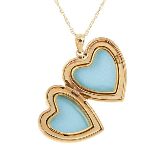 Flower etched 10K yellow gold filled large heart locket by Mt. Rushmore Black Hills Gold, shown open