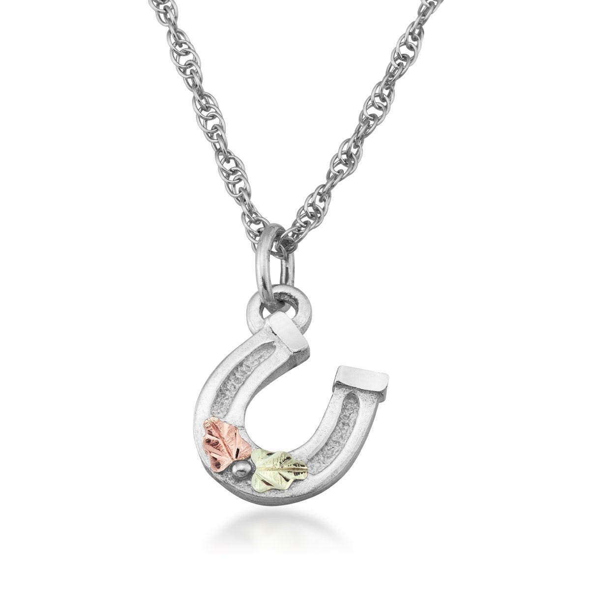 Sterling silver double leaf horseshoe pendant by Mt. Rushmore Black Hills Gold