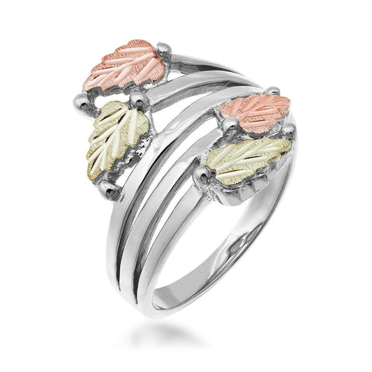 Sterling silver four leaf bypass ring by Mt. Rushmore Black Hills Gold