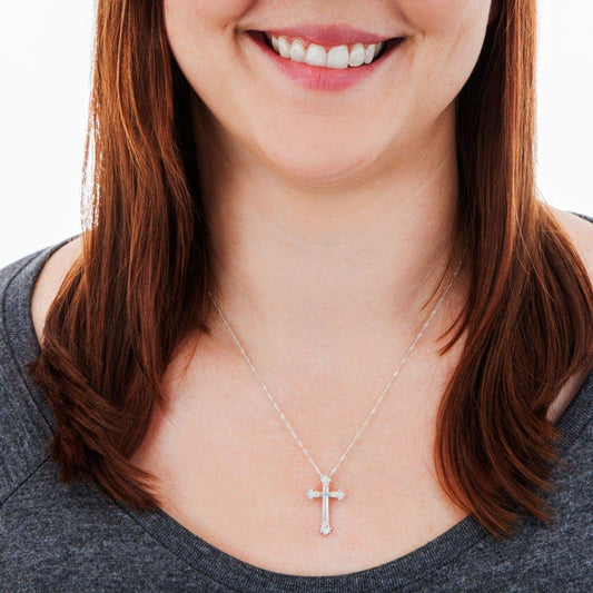 Sterling silver milgrain edge sleek cross pendant by Mt. Rushmore Black Hills Gold