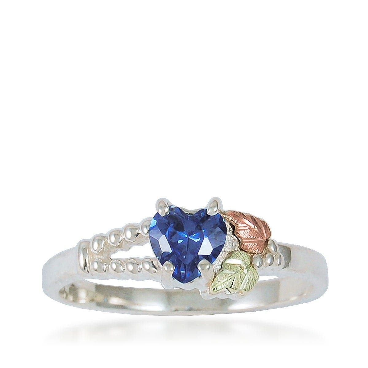 Sterling silver heart indigo cubic zirconia ring by Mt. Rushmore Black Hills Gold