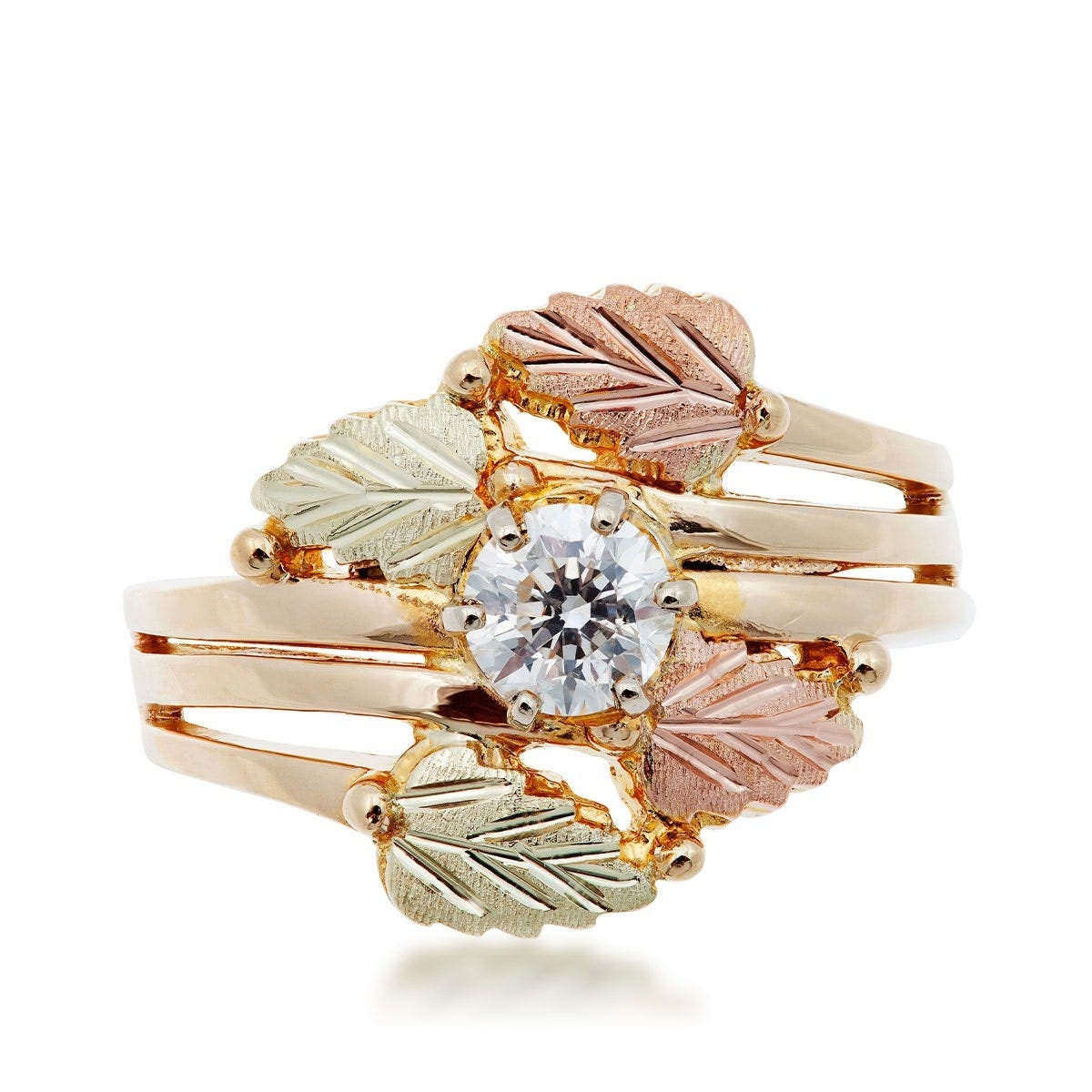 10K yellow gold noventa and Black Hills Gold 1/3 ct. tw. round diamond solitaire engagement ring