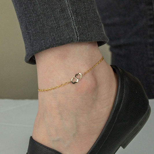 10K yellow gold leaf double heart ankle bracelet by Mt. Rushmore Black Hills Gold