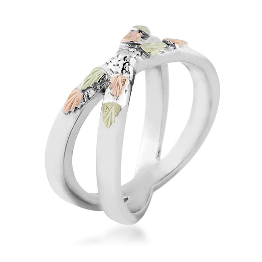 Sterling silver x leaf ring by Mt. Rushmore Black Hills Gold