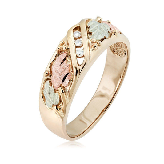 10K yellow gold men's 3-stone diamond accent wedding ring by Mt. Rushmore Black Hills Gold