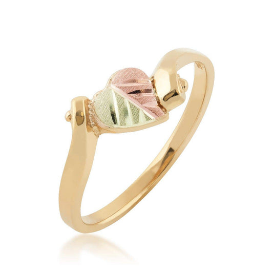 10K yellow gold two-tone heart leaf bypass ring by Mt. Rushmore Black Hills Gold