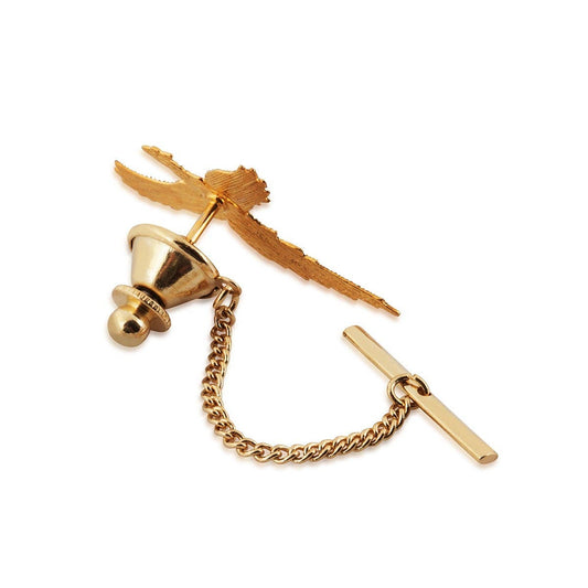 Men's pheasant tie tack in 12K green and pink gold by Mt. Rushmore Black Hills Gold