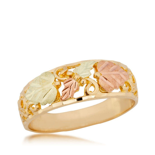 10K yellow gold men's diamond cut open grapevine and leaf wedding ring by Mt. Rushmore Black Hills Gold