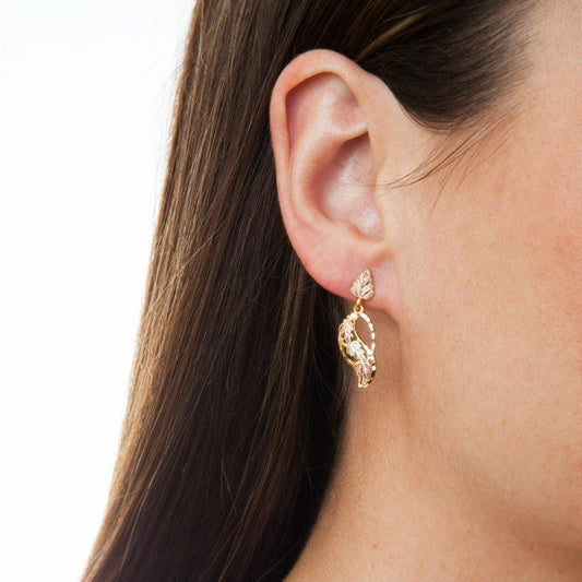10K yellow gold diamond cut four leaf dangle earrings by Mt. Rushmore Black Hills Gold