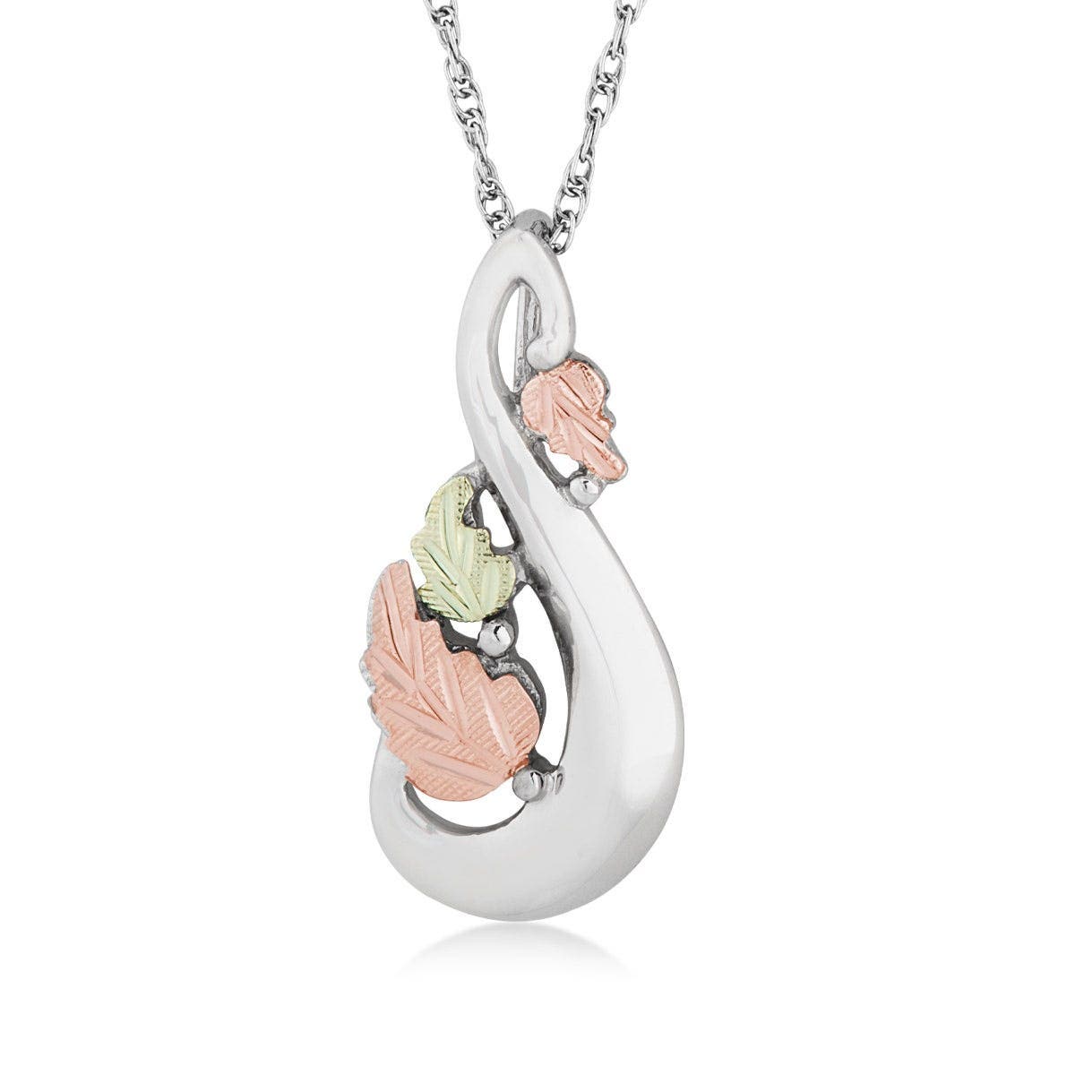 Sterling silver teardrop leaf pendant by Mt. Rushmore Black Hills Gold