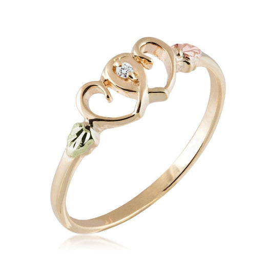 10K yellow gold diamond accent double heart ring by Mt. Rushmore Black Hills Gold