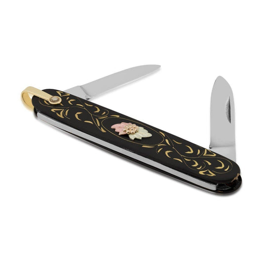 Stainless steel black pocket knife by Mt. Rushmore Black Hills Gold