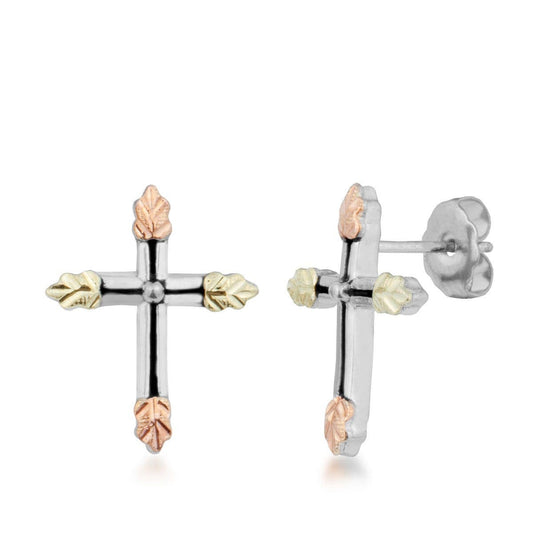 Sterling silver antiqued cross earrings by Mt. Rushmore Black Hills Gold