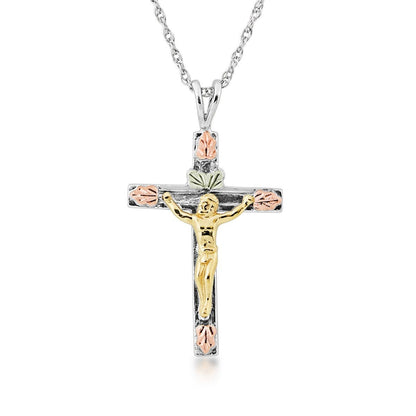 Sterling silver and 10K yellow gold crucifix pendant by Mt. Rushmore Black Hills Gold