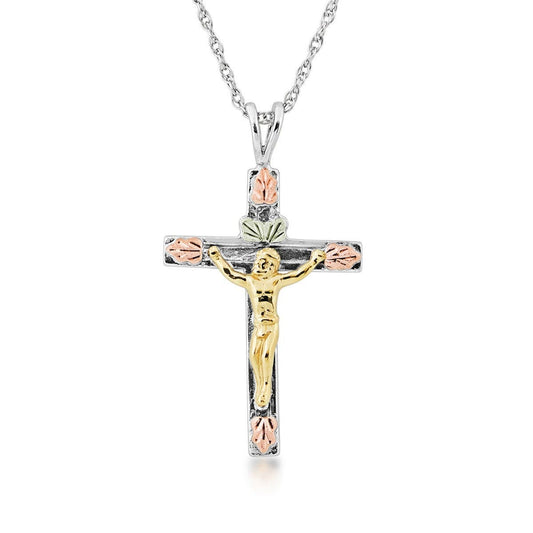 Sterling silver and 10K yellow gold crucifix pendant by Mt. Rushmore Black Hills Gold