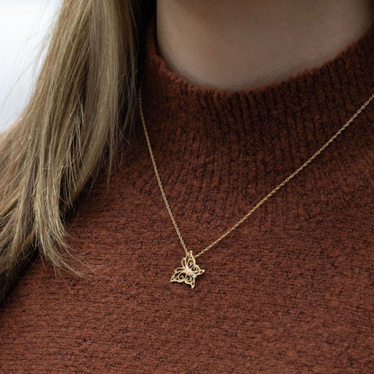 10K yellow gold open milgrain butterfly pendant by Mt. Rushmore Black Hills Gold