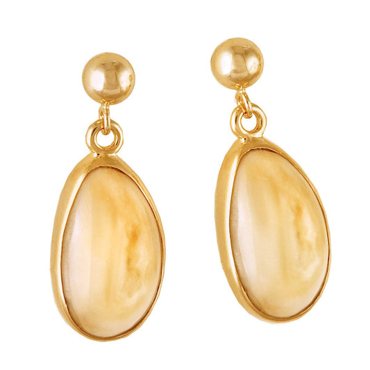 10K yellow gold women's elk ivory dangle earrings