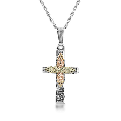 Grape and leaf textured cross pendant by Mt. Rushmore Black Hills Gold