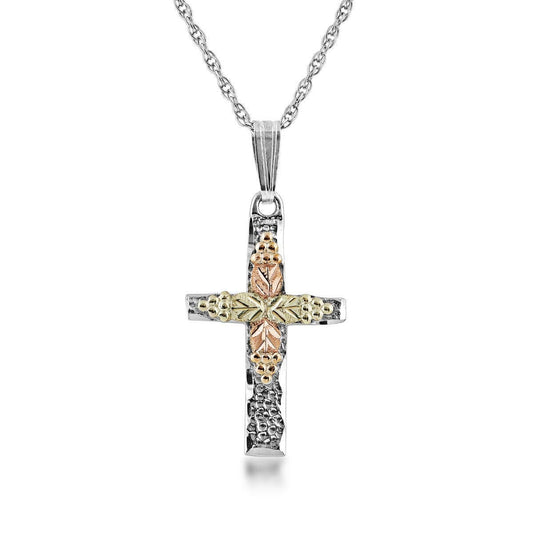 Grape and leaf textured cross pendant by Mt. Rushmore Black Hills Gold