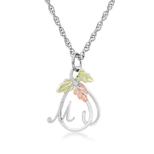 Sterling silver initial letter m and vine pendant by Mt. Rushmore Black Hills Gold