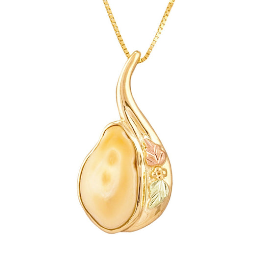 10K yellow gold women's elk ivory Black Hills Gold pendant