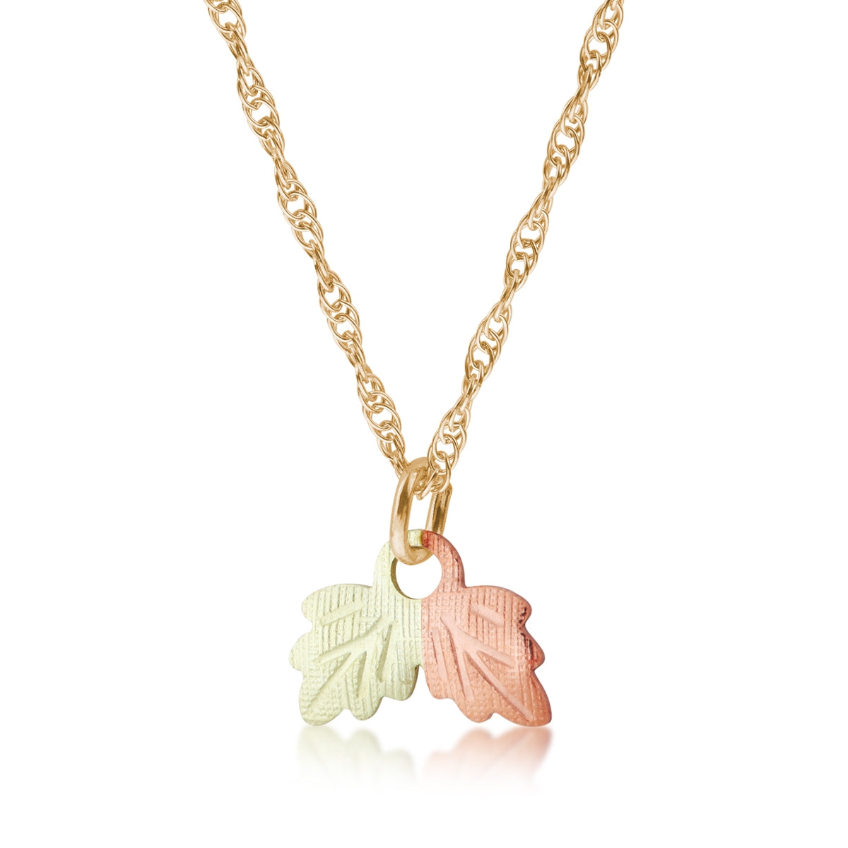 10K yellow gold pink and green leaf pendant by Mt. Rushmore Black Hills Gold